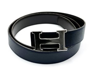 Hermes Constance 32mm Silver H Black Navy Reversible Belt 100cm