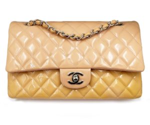 Chanel Peach Pink Classic Timeless Double Flap Patent Leather 10" Shoulder Bag
