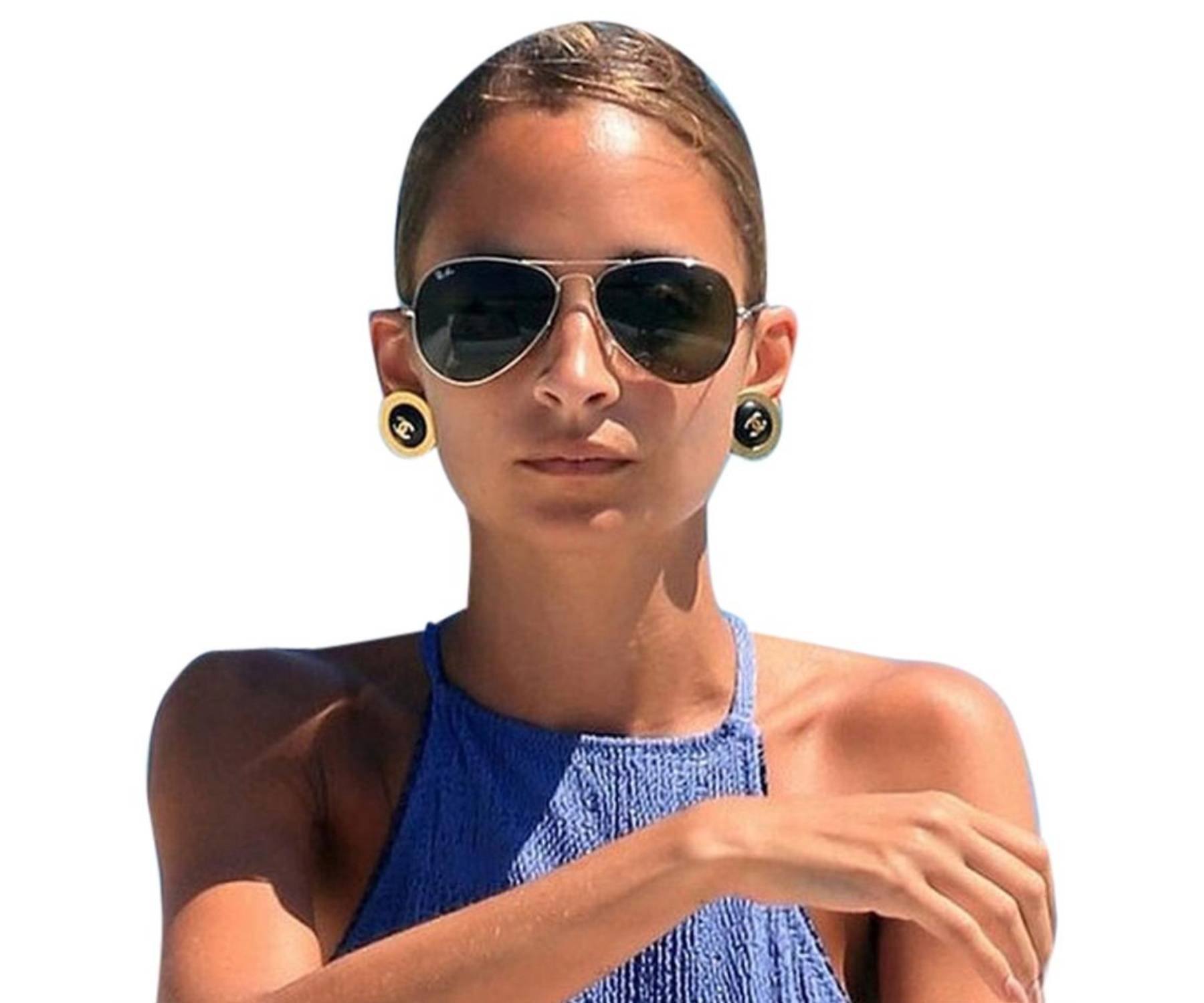 Chanel Vintage Gold Plated CC black Gold Rim Clip on Earrings As seen on Nicole Richie - Image 4