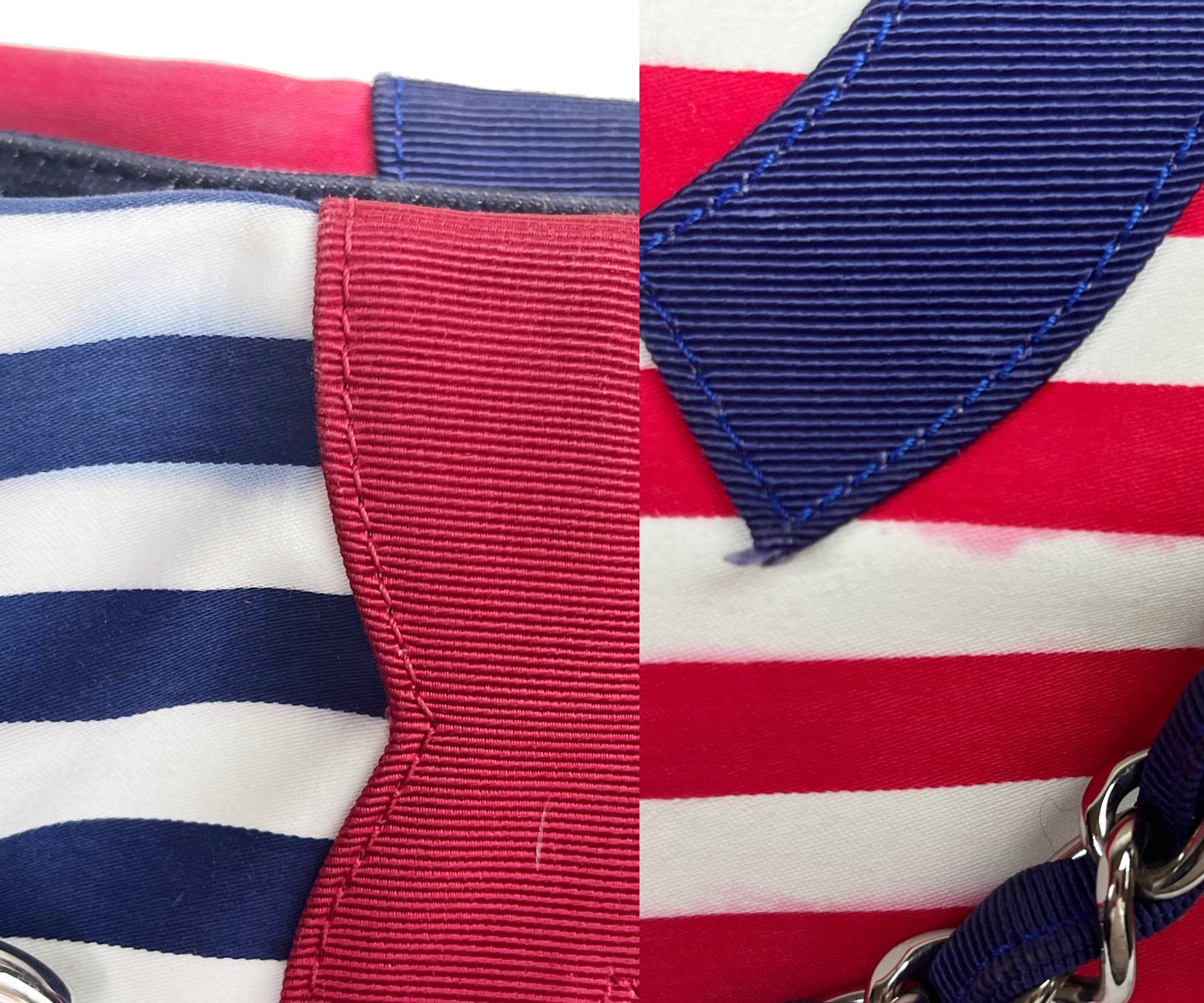 Chanel Rare Blue Red CC Handle Stripe 3 way Bag - Image 6