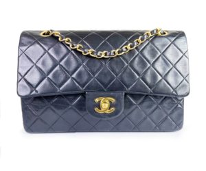 Chanel Vintage Classic Timeless Double Flap Lambskin 10" Shoulder Bag  .