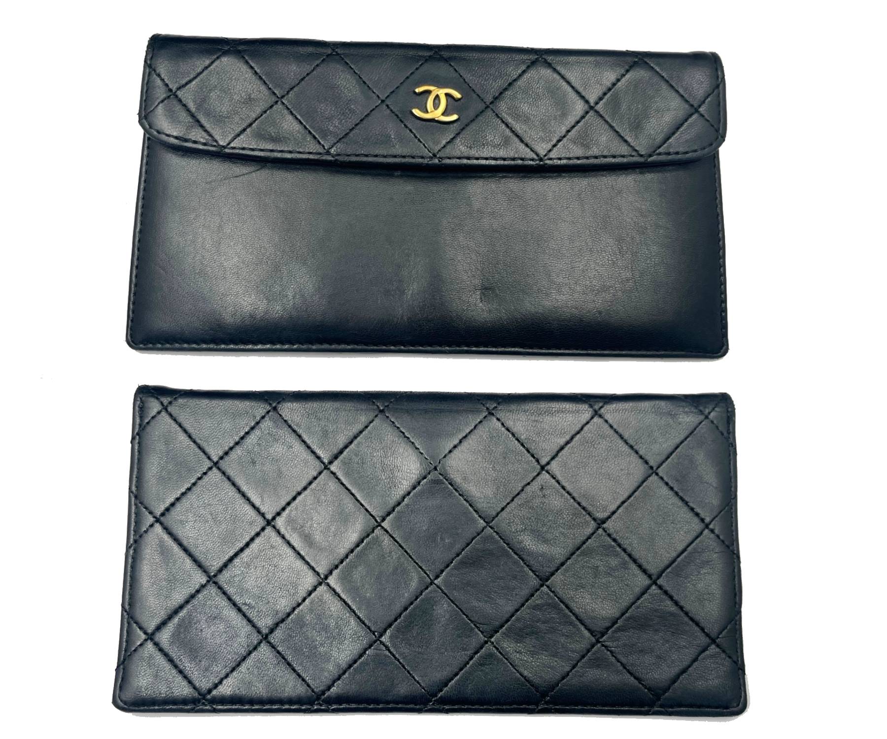 Chanel Vintage RARE Classic Flap Black Wallet Shoulder Bag Set - Image 5