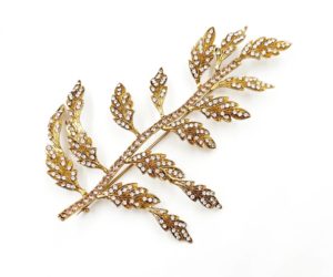 Dolce &Gabbana Brand New Gold Leaf Silver Pink Crystal Large Brooch