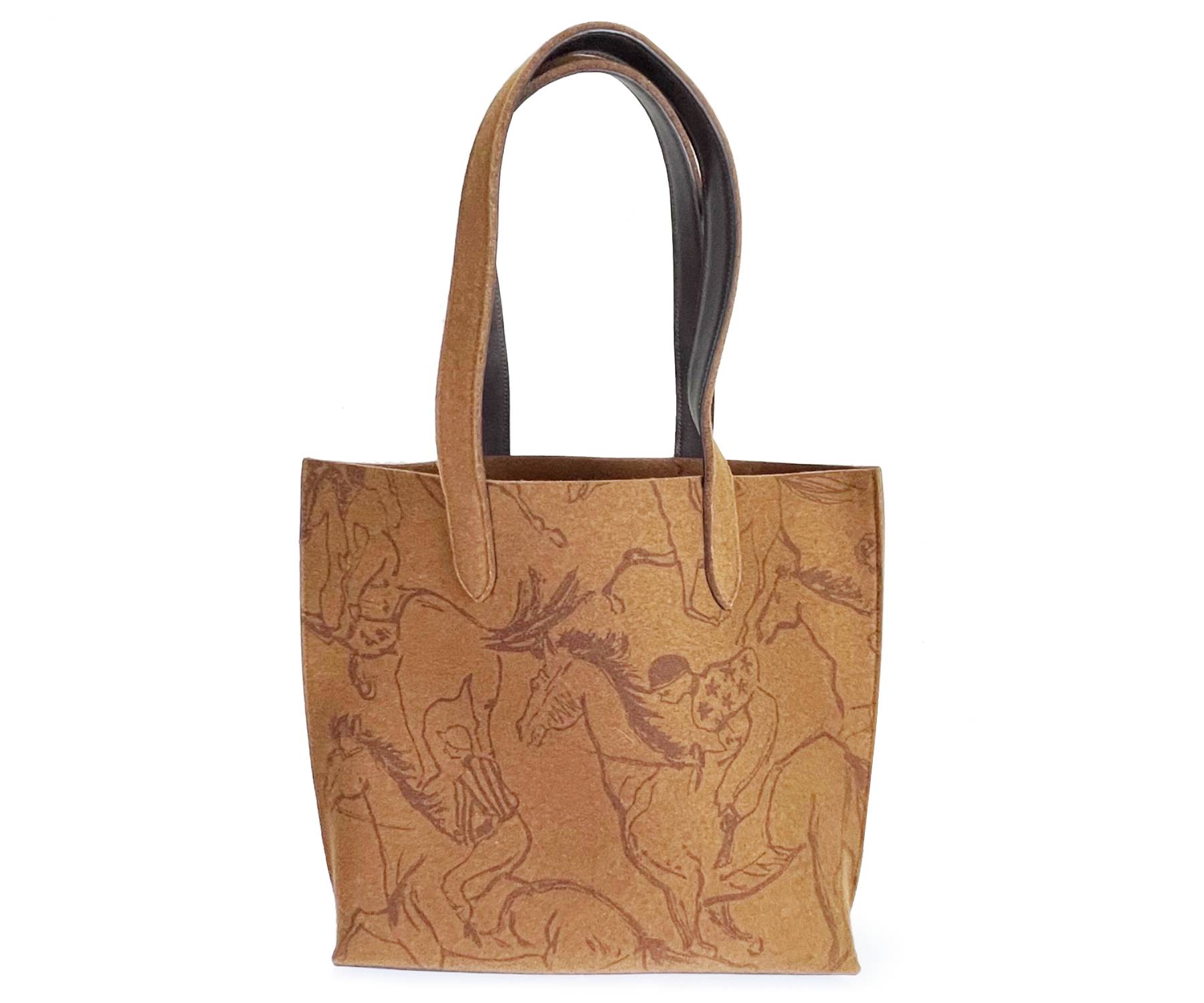 Hermes Brown Karimi Felt MM Shoulder Bag