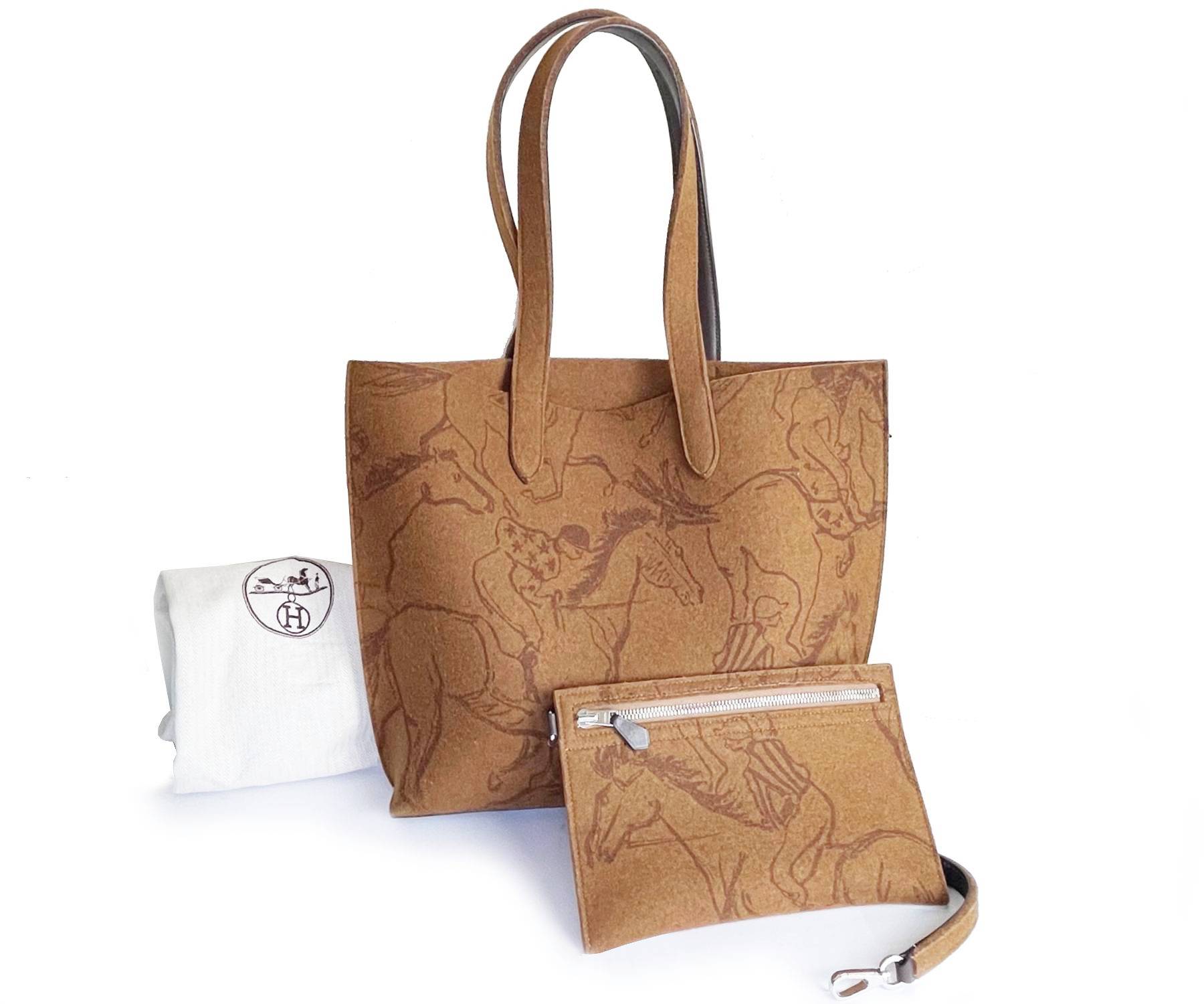 Hermes Brown Karimi Felt MM Shoulder Bag - Image 2