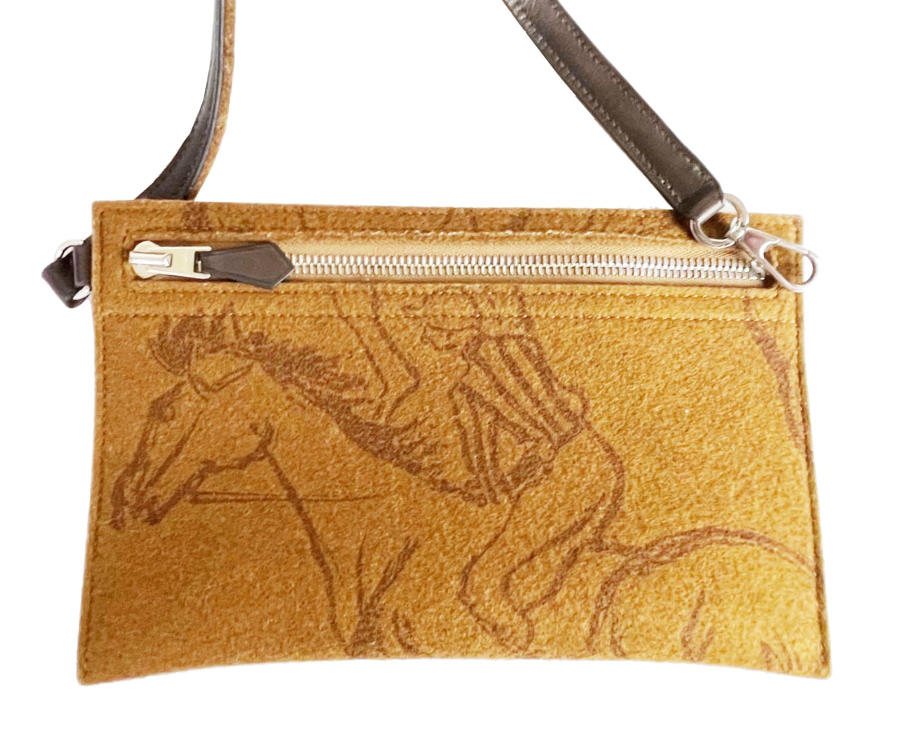Hermes Brown Karimi Felt MM Shoulder Bag - Image 5