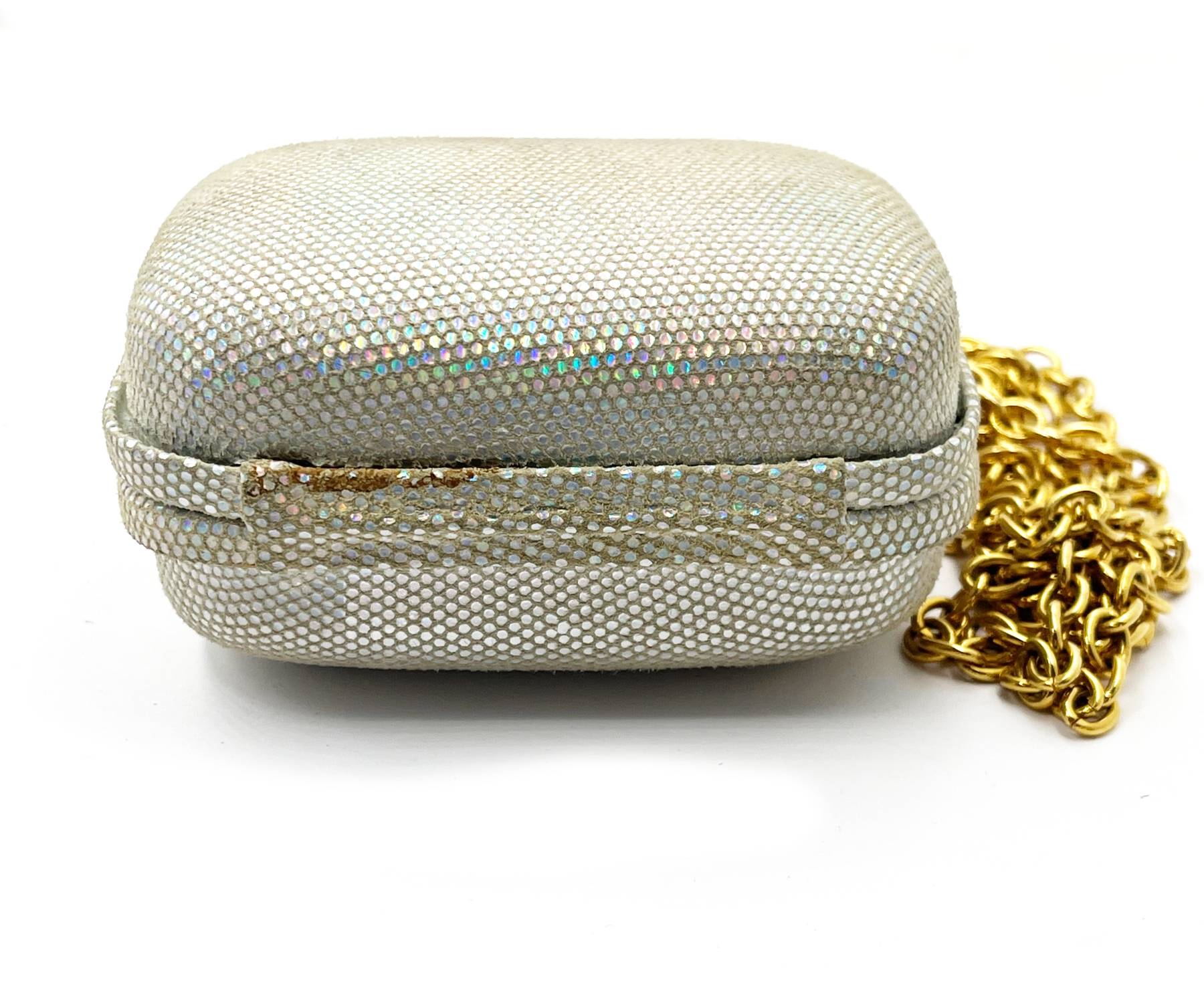 Escada Vintage Silver Leather Mini Hard Case Cross Body Bag - Image 3