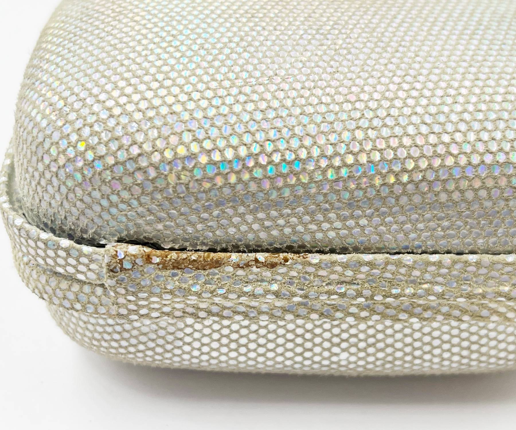 Escada Vintage Silver Leather Mini Hard Case Cross Body Bag - Image 6