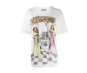 Moschino Gold Sequin Ladies White Tee Tshirt