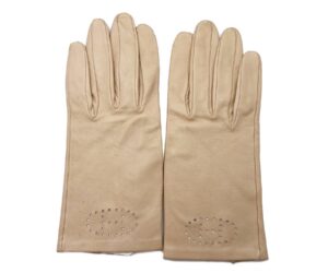 Hermes Light Beige H Leather Gloves