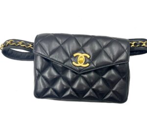 Chanel Vintage Gold Plated CC Turnlock Quilted Belt Waist Bag