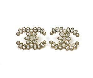 Chanel Gold CC Marquise Crystal Large Piercing Earrings