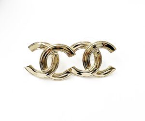 Chanel Brand New Light Gold Textured CC Large Piercing Earrings
