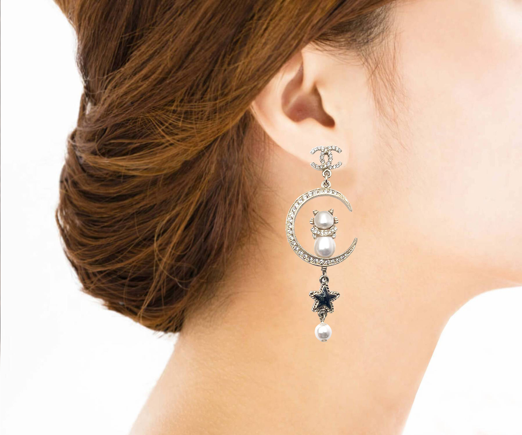 chanel large pearl earrings vintage