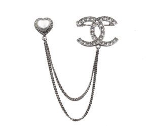 Sil Cc Crystal Br Chain Link Heart Pin 1