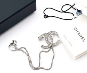 Sil Cc Crystal Br Chain Link Heart Pin 2