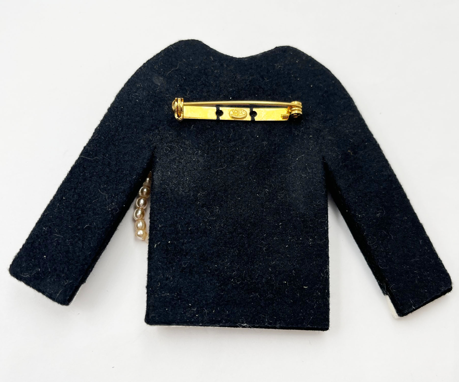 Chanel Rare Vintage Black CoCo Chanel Jacket Necklace Felt Large Brooch