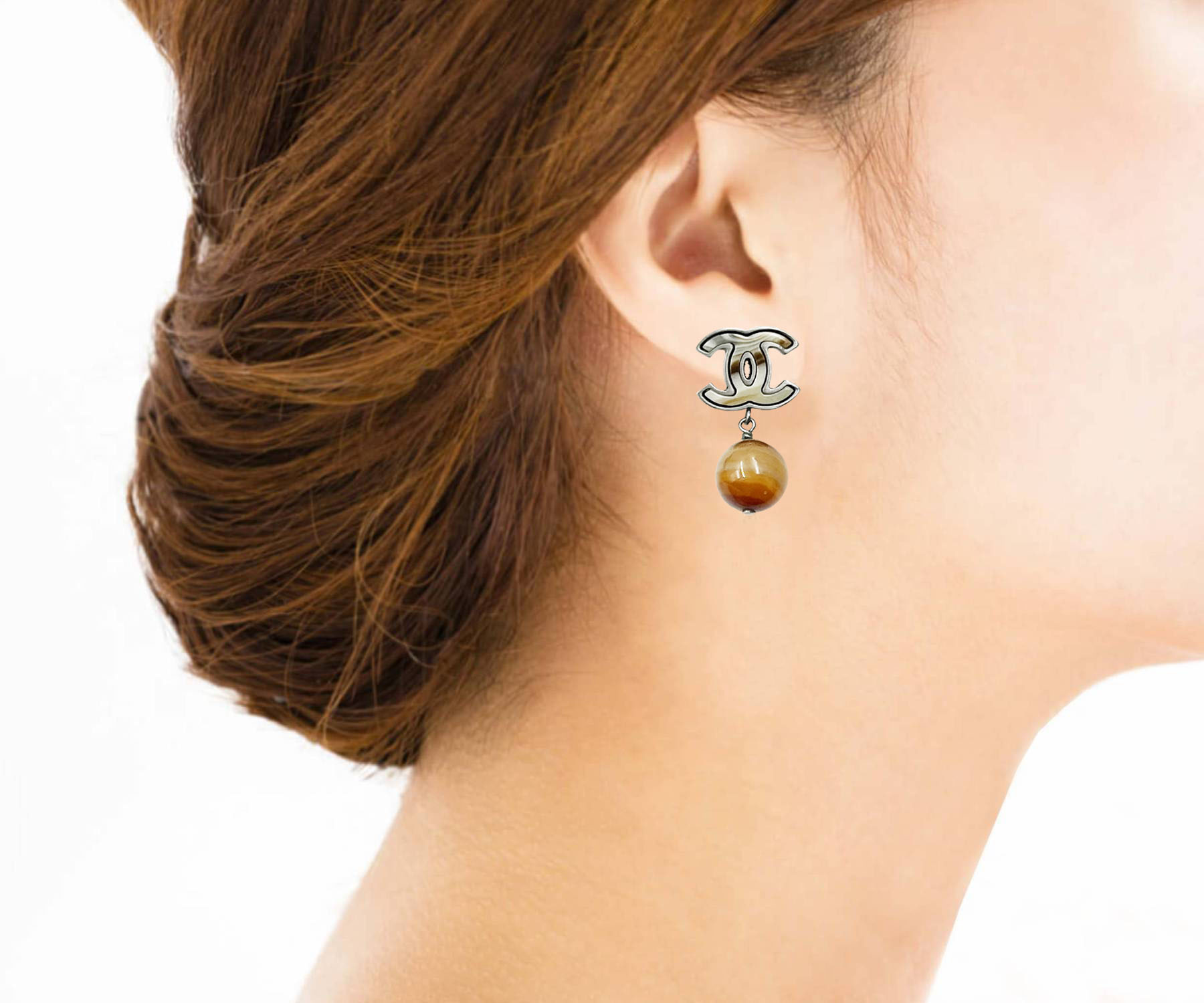 Gun Cc Petrified Wood Dangle Piercin 3