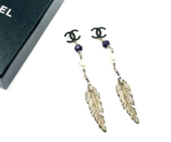 Sil Cc Purple Bead Feather Lg Earrings 2 Jpg