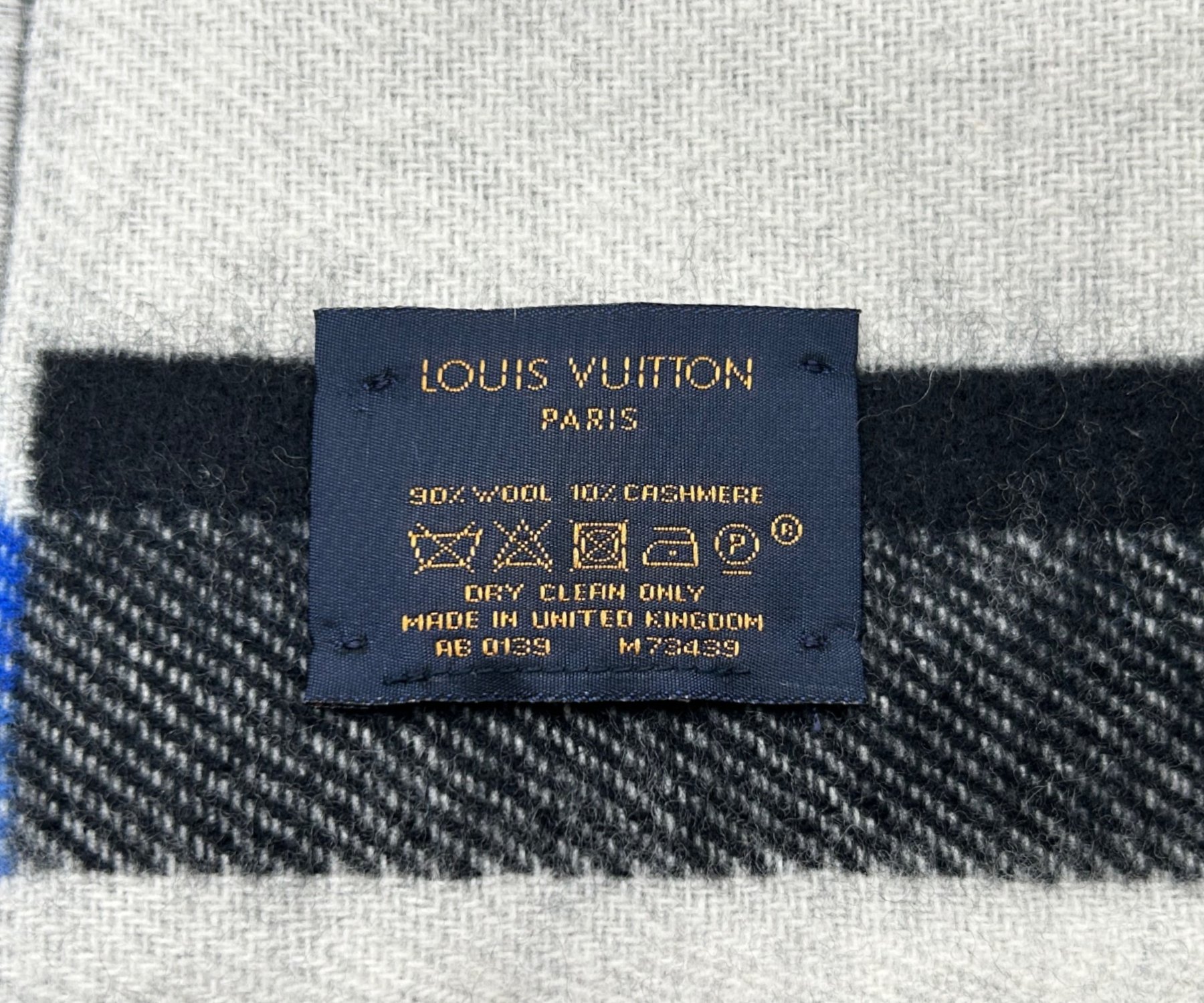 Lv Forward Cashmere Blend Blu Blk Scarf 4