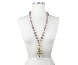 Vin Gp Cc Cross Lavender Glass Bead Lg Nk