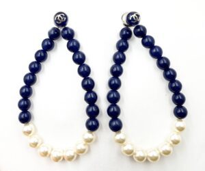 Sil Cc Blu Bead Pearl Loop Magnetic Earrings 1a