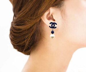 Sil Cc Blu Enamel Blu Bead Pearl Dangle Clip