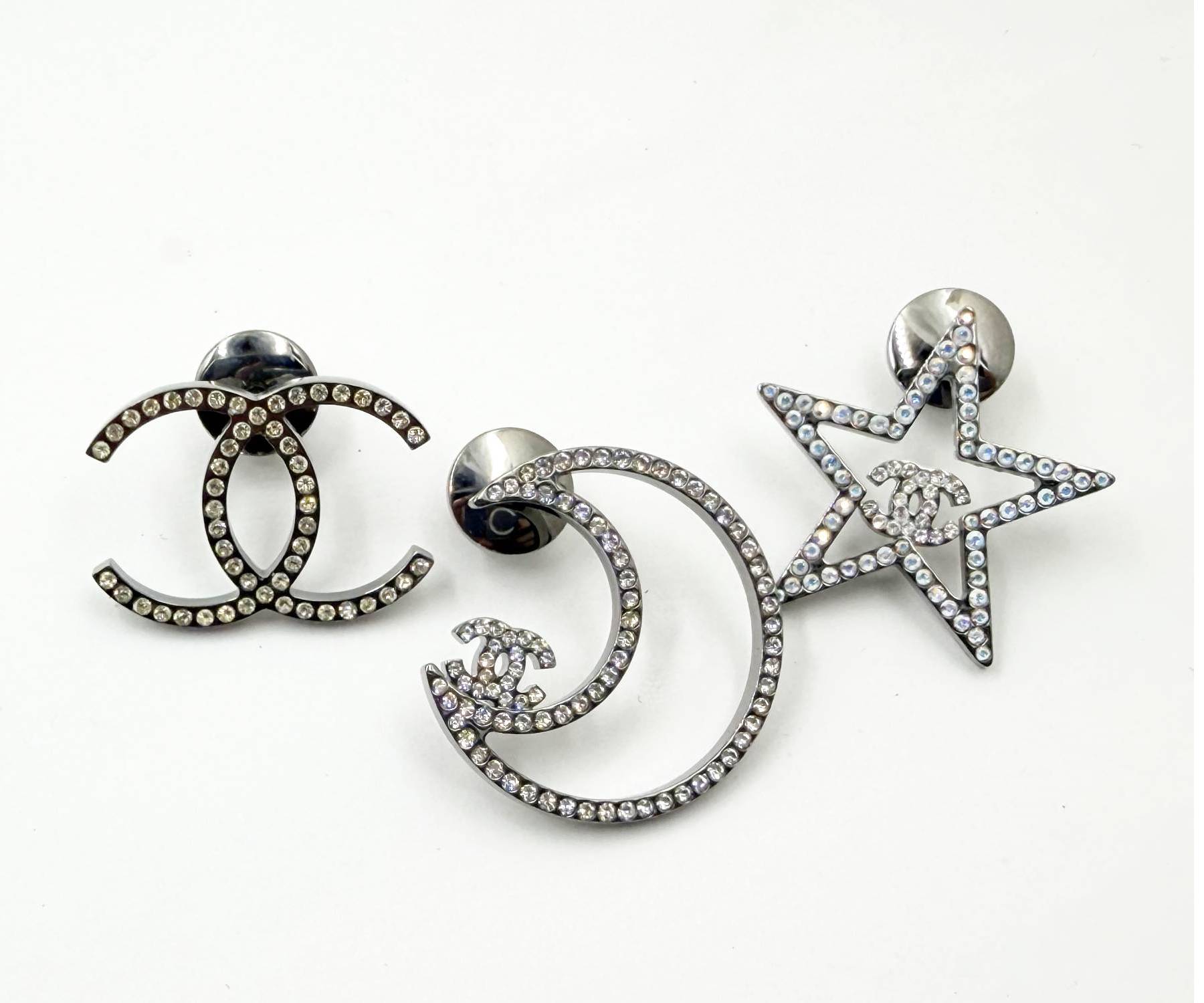 Sil Cc Moon Star Crysta Pins