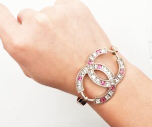 Sil Pk Princess Crystal Cuff