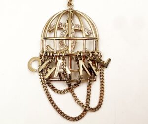 Gd Cc Letter Crystal Bird Cage Pendant Nk