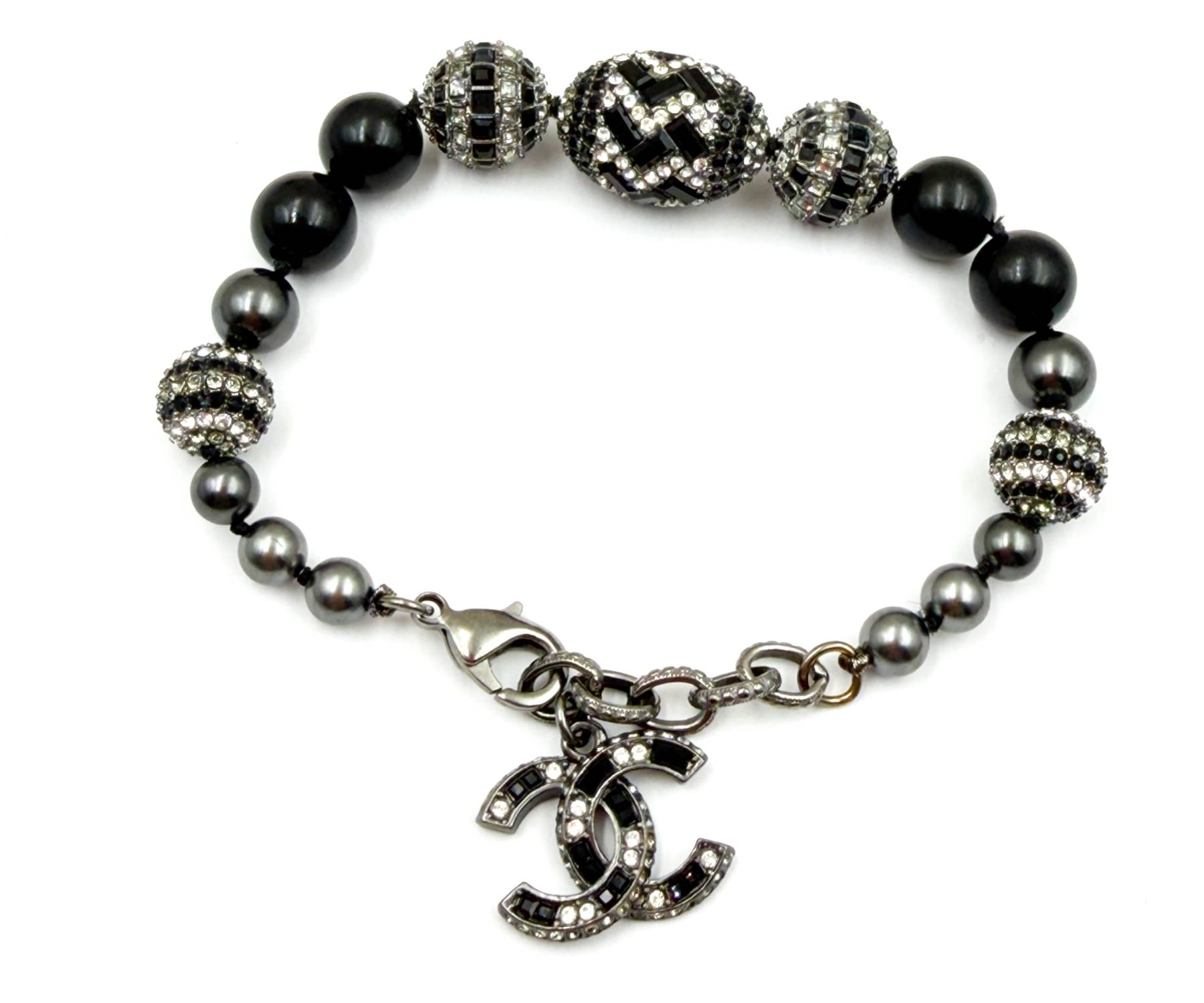 Sil Cc Art Deco Blk Crystal Ball Bl