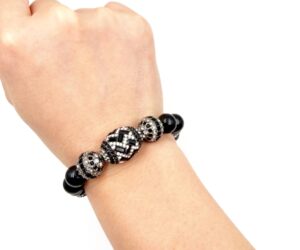 Sil Cc Art Deco Blk Crystal Ball Bl