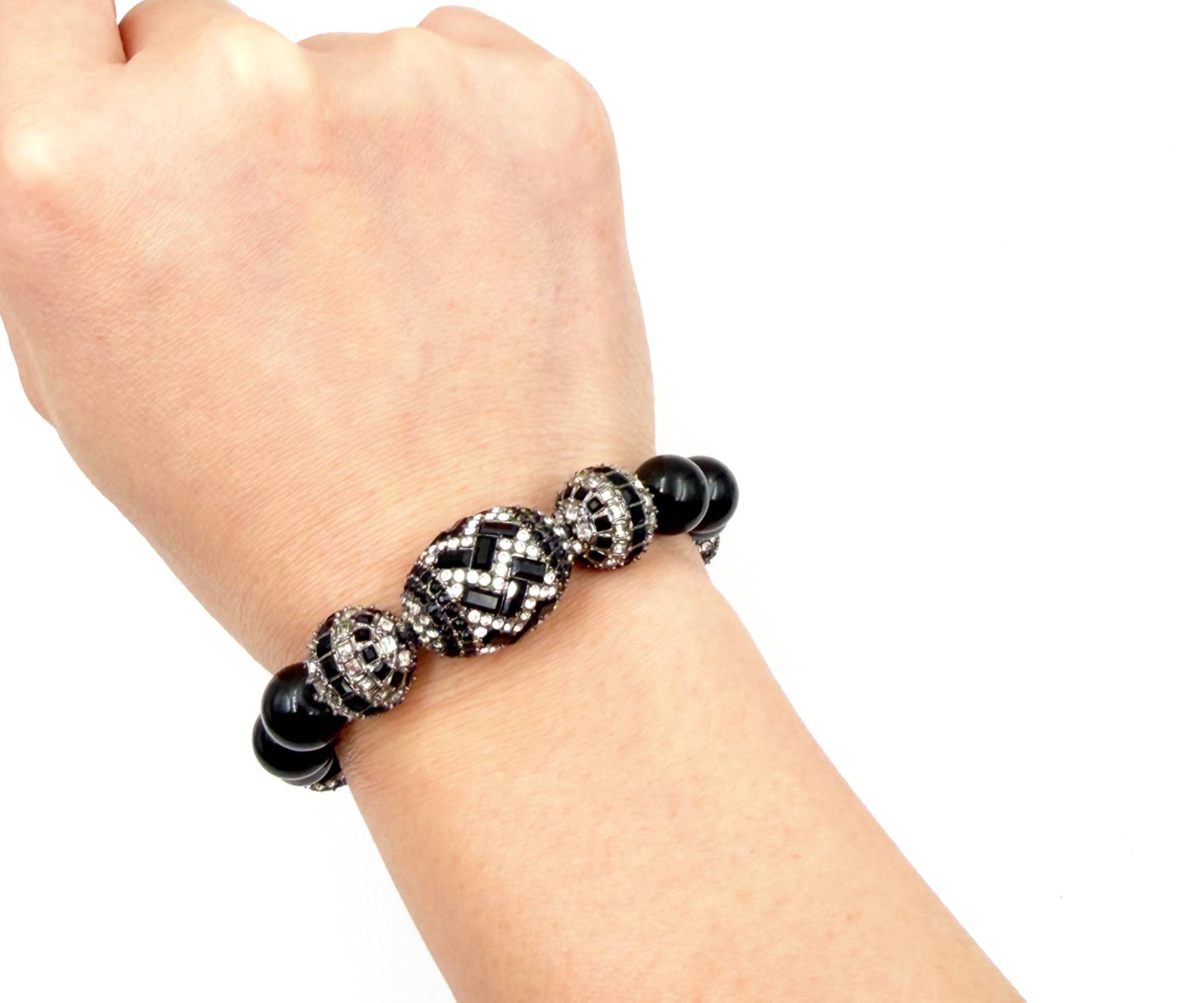 Sil Cc Art Deco Blk Crystal Ball Bl