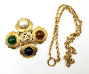 Vin Gp Cc Pearl Stone Cross Lg Br Pendant Nk