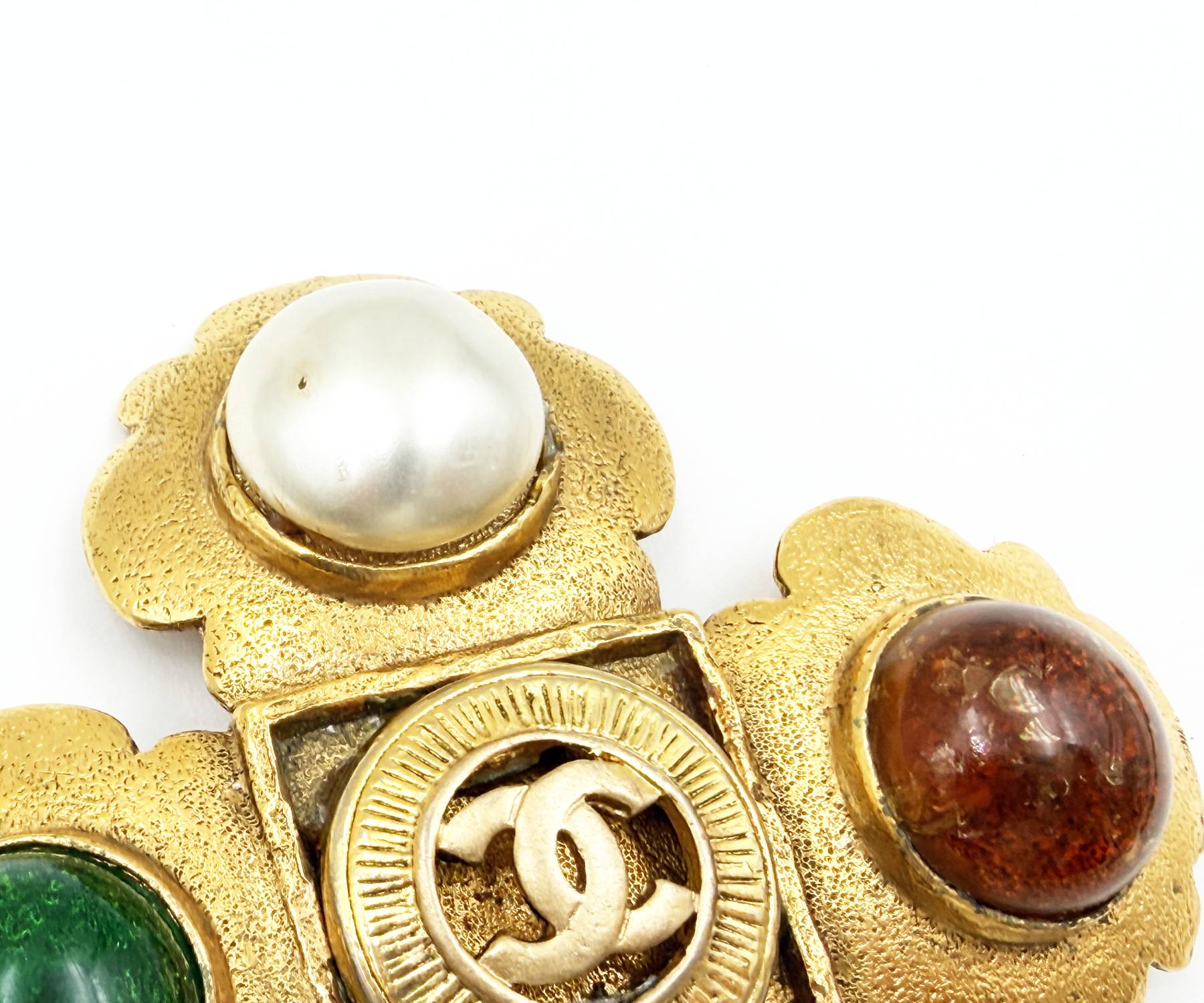 Vin Gp Cc Pearl Stone Cross Lg Br Pendant Nk