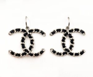 Sil Cc Chain Blk Ribbon Xl Hoop