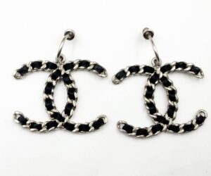 Sil Cc Chain Blk Ribbon Xl Hoop
