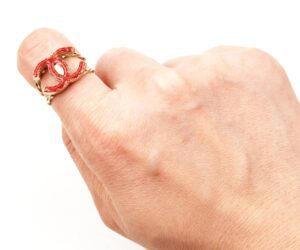 Red Cc Twisted Double Ring