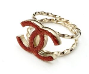 Red Cc Twisted Double Ring