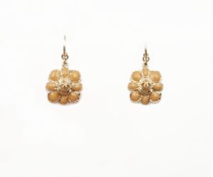 Gd Cc Peach Enamel Flower Dangle Hoop