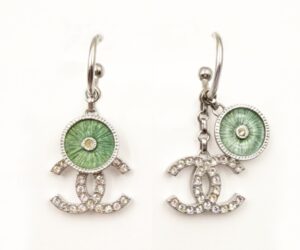 Sil Cc Crystal Grn Wheel Dangle Hoop